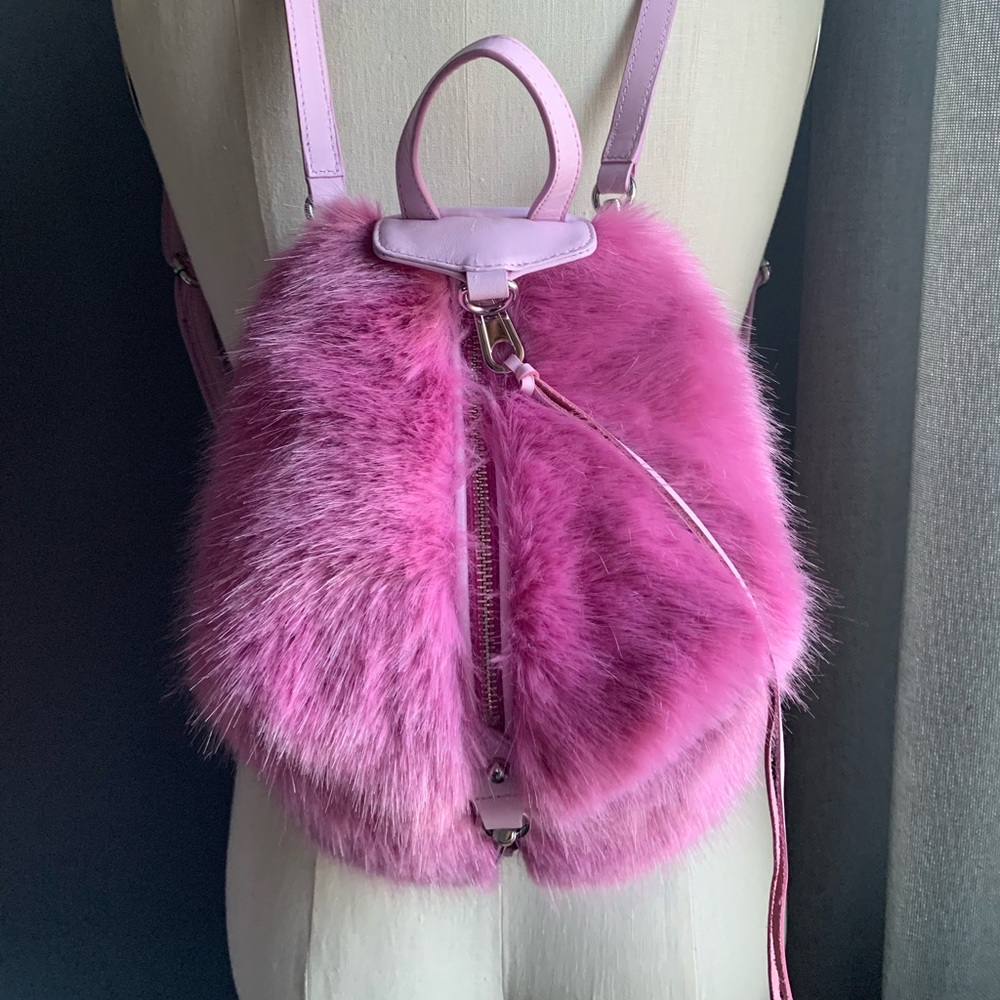 REBECCA MINKOFF NWOT Mini Julian Faux Fur Pink Backpack